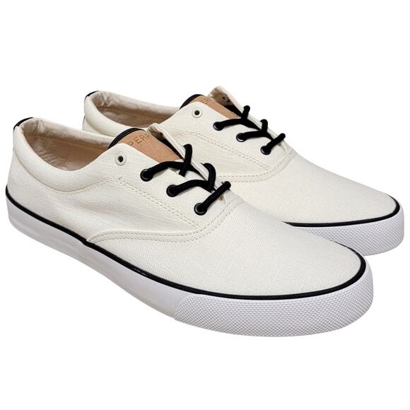Sperry Top-Sider Men Striper II CVO Seacycled Sneakers Size US 12M White Slubby - Picture 1 of 5